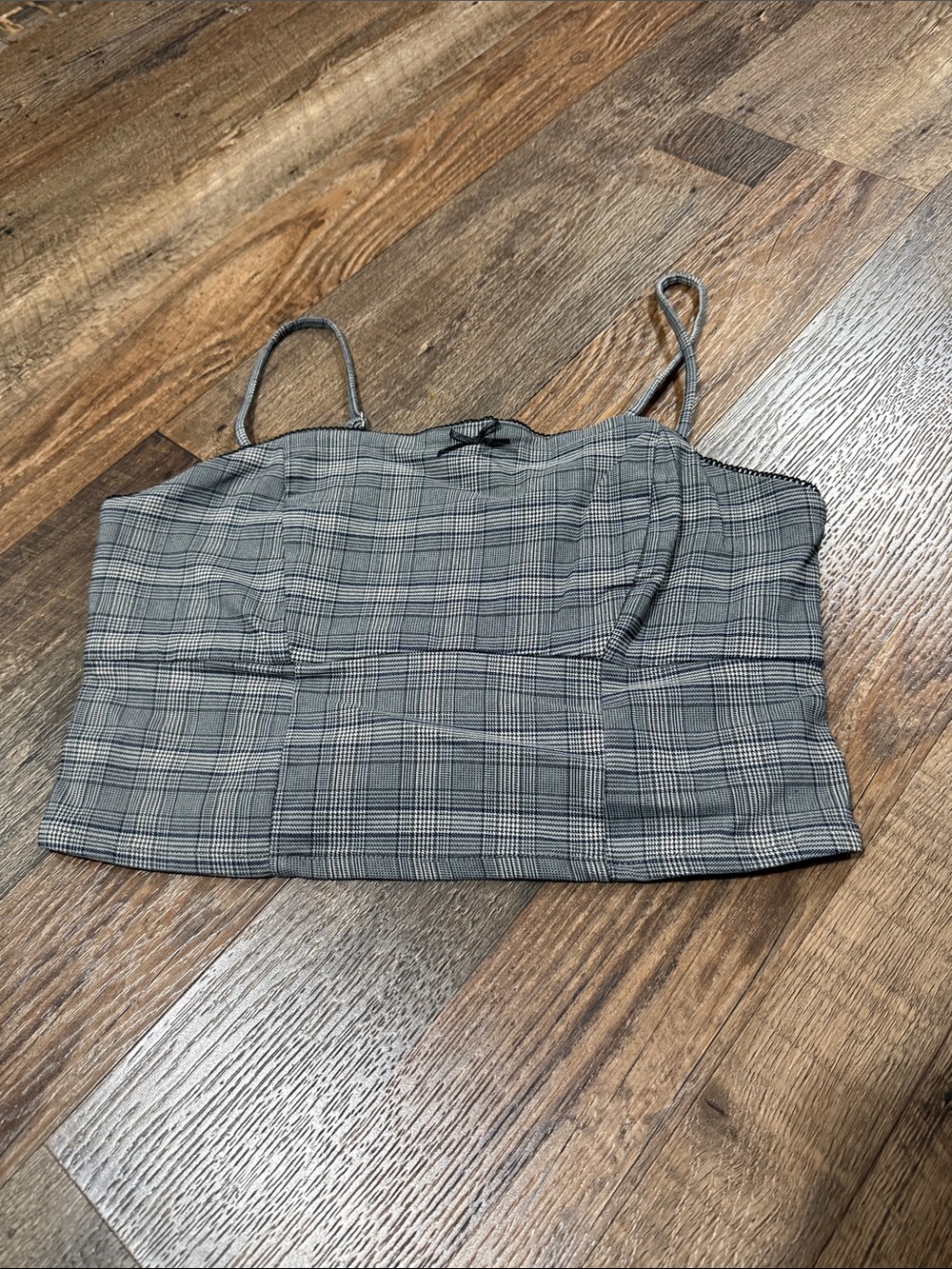 wild fable Gray Plaid Spaghetti Strap Crop Cami